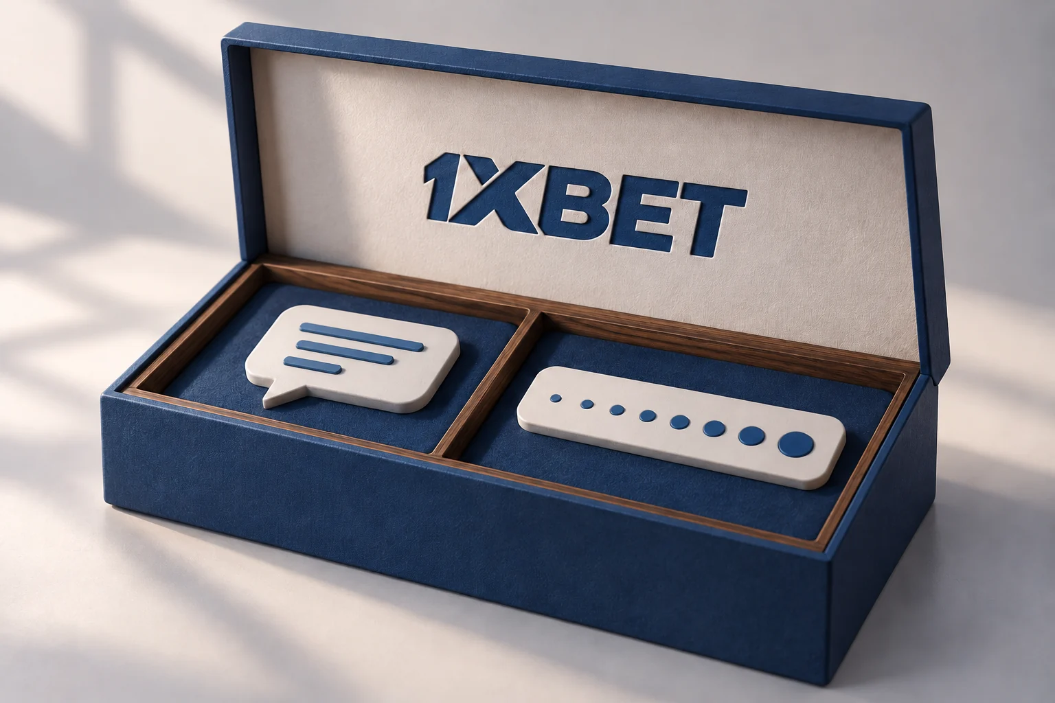 Un symbole d’avis et une réglette de taille du texte occupent deux compartiments d’une boîte 1XBET.